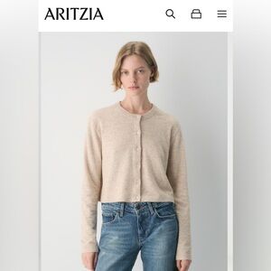 Aritzia Wilfred Sicily Cardigan Wool Cashmere Sweater Heather Light Oatmeal XS